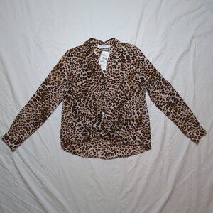 All in Favor Cheetah Print Button Down Shirt, Size Small